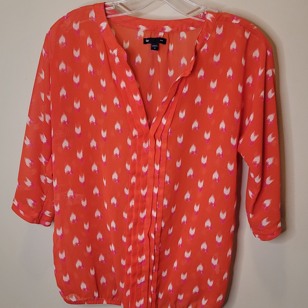 GAP Orange Mandarin Collar Blouse